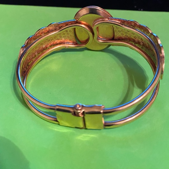 Vintage Floral Cloisonné Hinged Bracelet Locket n Heart Locket Necklace - Picture 4 of 8